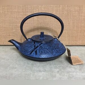 Kafuh Small Japanese Blue Tetsubin Cast Iron Tea Kettle With Strainer  - B316